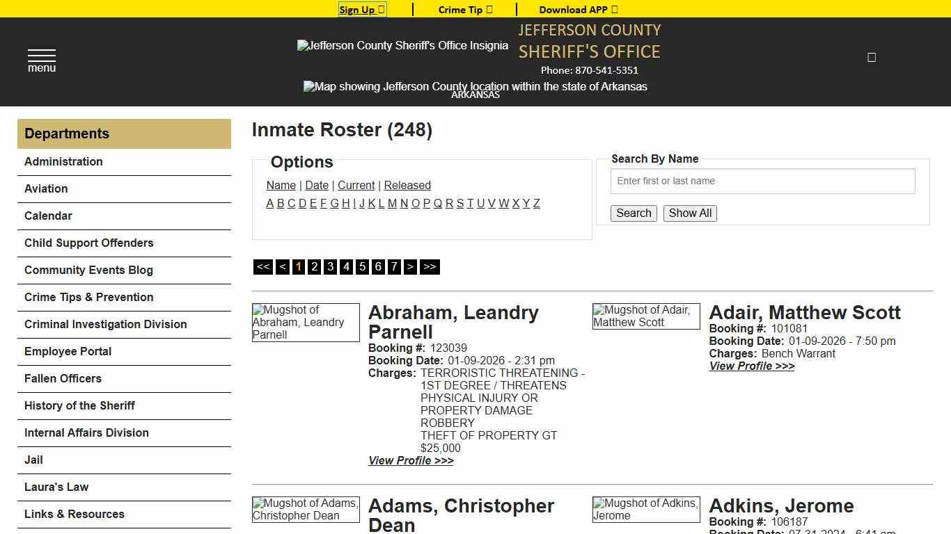 Inmate Roster - Current Inmates - Jefferson County Sheriff AR